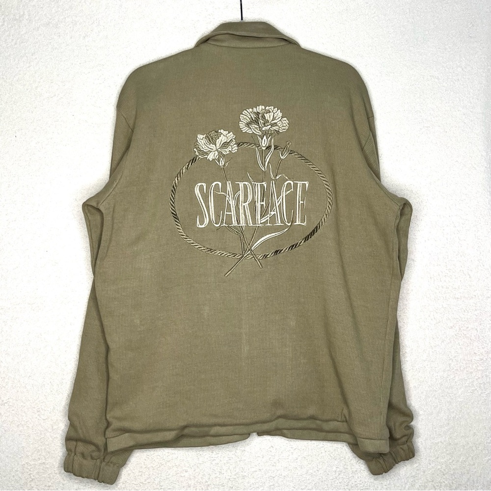 Scarface x Shoe Palace Ribbed Knit Button Up Casual Jacket Men’s M Tan Halloween